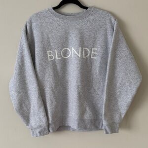 Brunette The Label Heather Grey 'BLONDE' Crewneck Sweatshirt